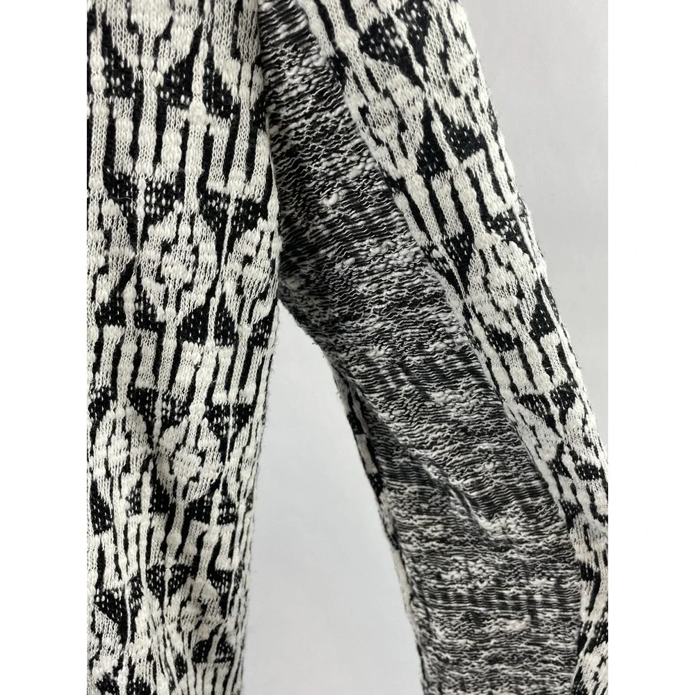 Lucky Brand Marnie Knit Moto Jacket Womens Small Black White Geometric Aztec